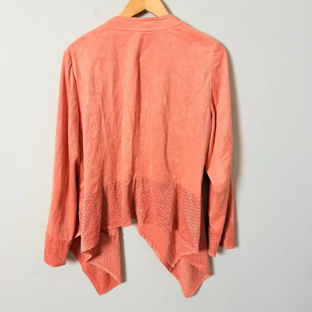 2/$30 Chicos Peach Open Front Light Weight Faux Seude Jacket 22